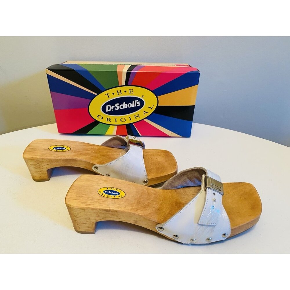 Dr Scholls Women Size 7 M Exercise Clog Sandal White Smooth Leather Slide New